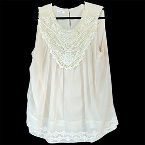Elegant Cream Lace Trim Women's Top